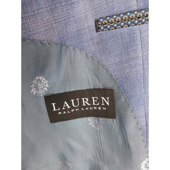 Lauren Ralph Lauren Label Sport Coat 46 Blue Blazer Wool Blend Plaid - Picture 11 of 13